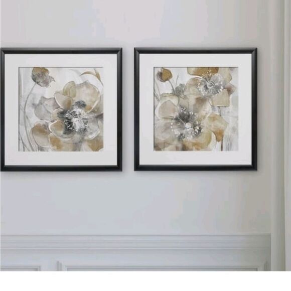 Floral Art Print Set in Black Frames - Picture 1 of 3